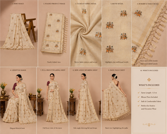 Ivory Tissue Silk Saree