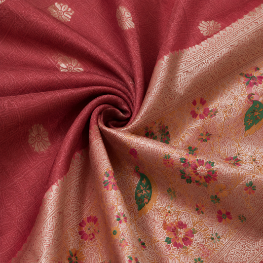 Rosewood Pink Chanderi Saree